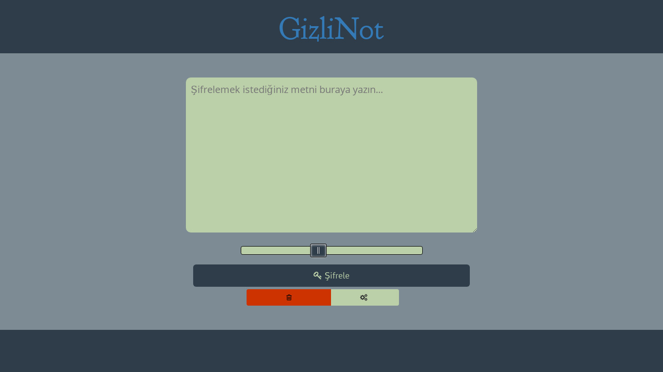 GizliNot Landing page
