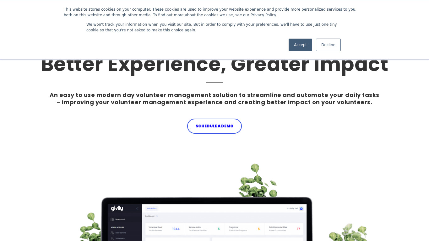 Givlly Landing page