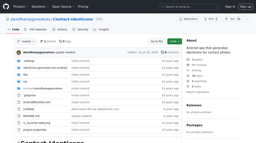 Contact Identicons Landing Page