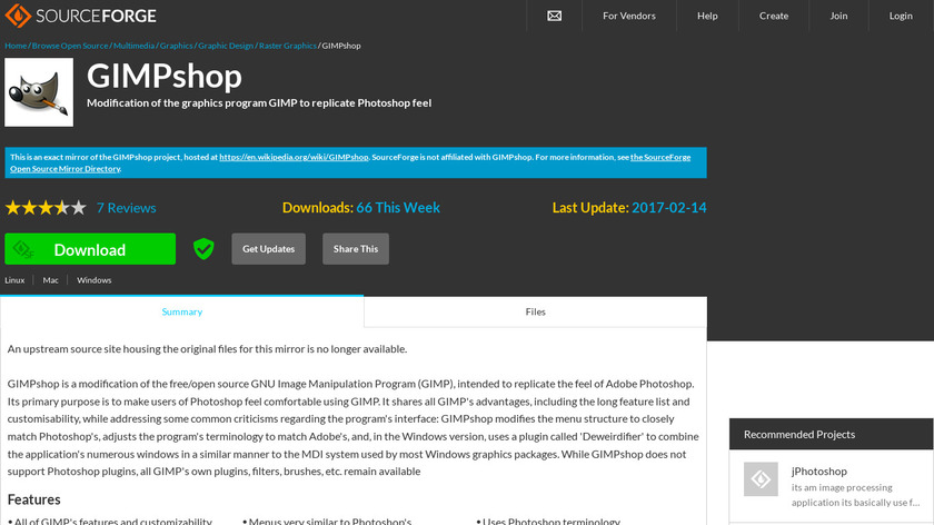GIMPshop Landing Page