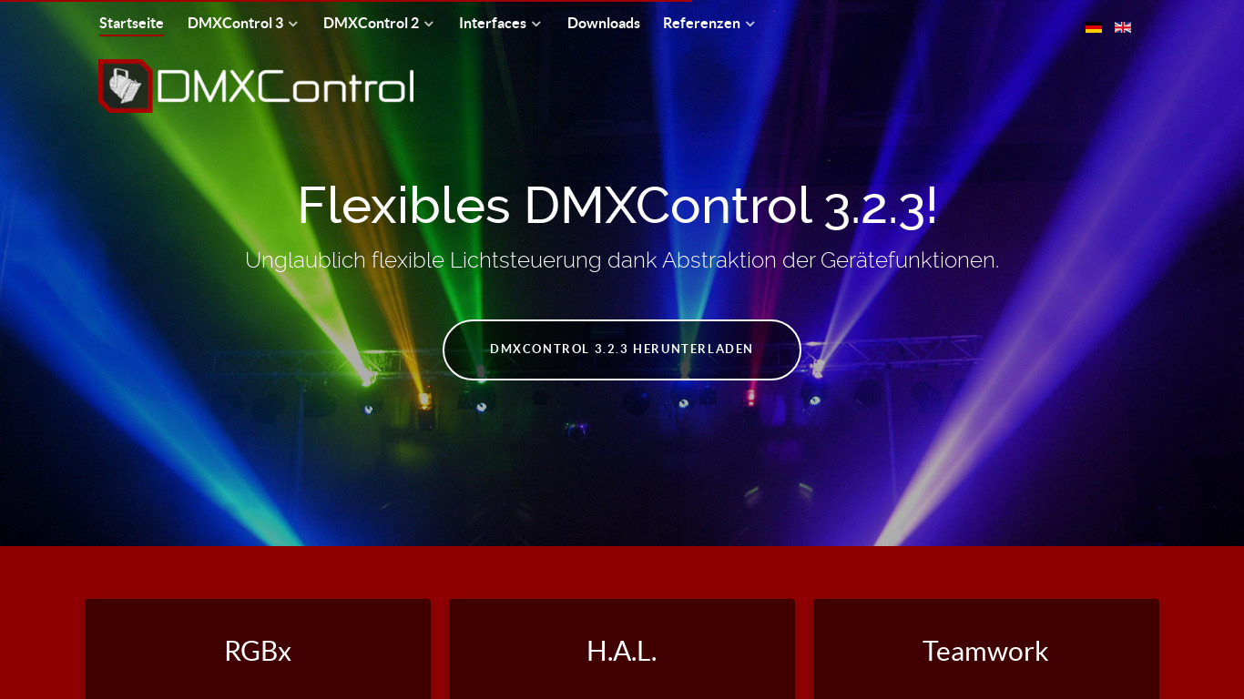 DMXControl Landing page