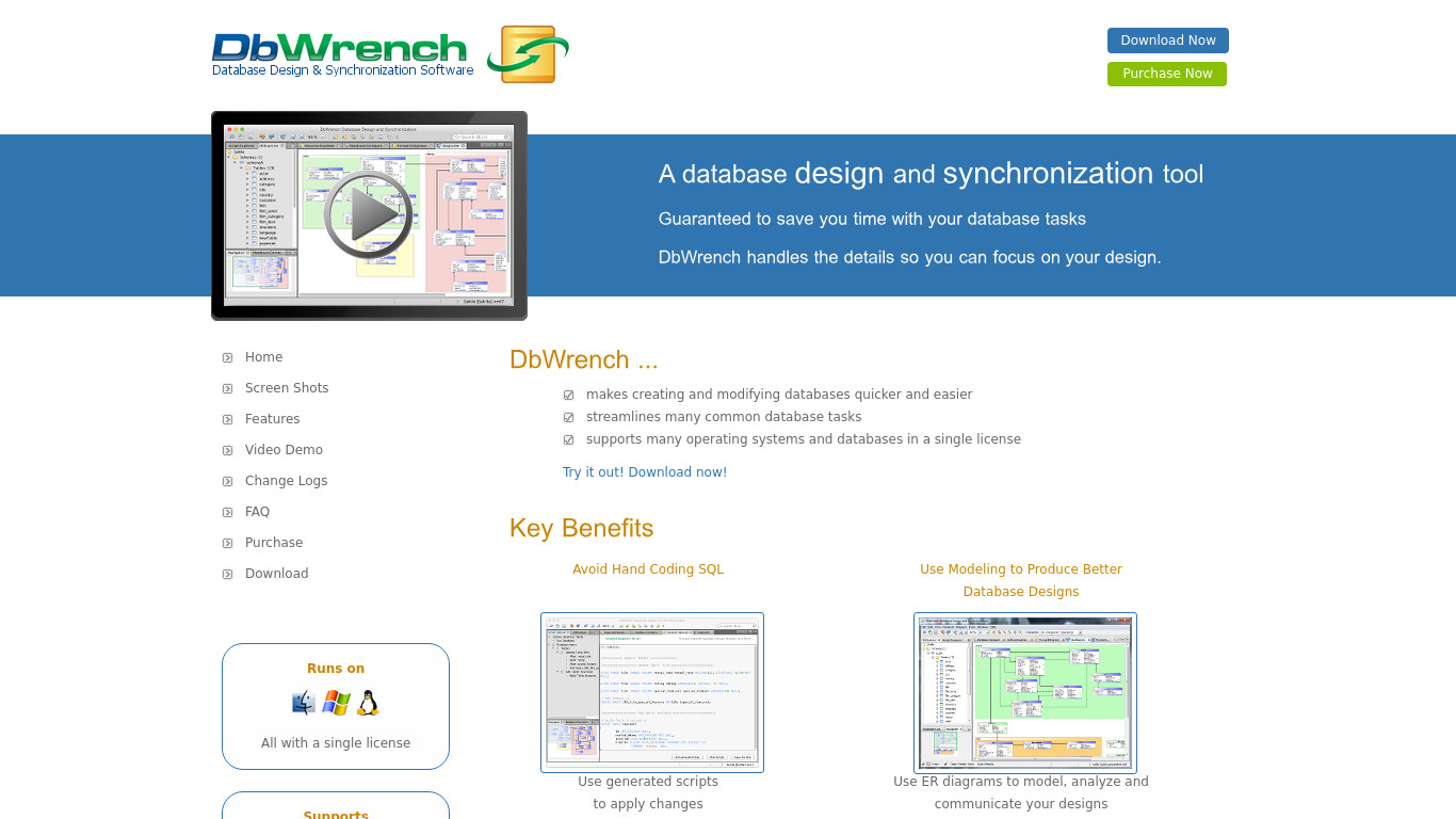 DbWrench Landing page