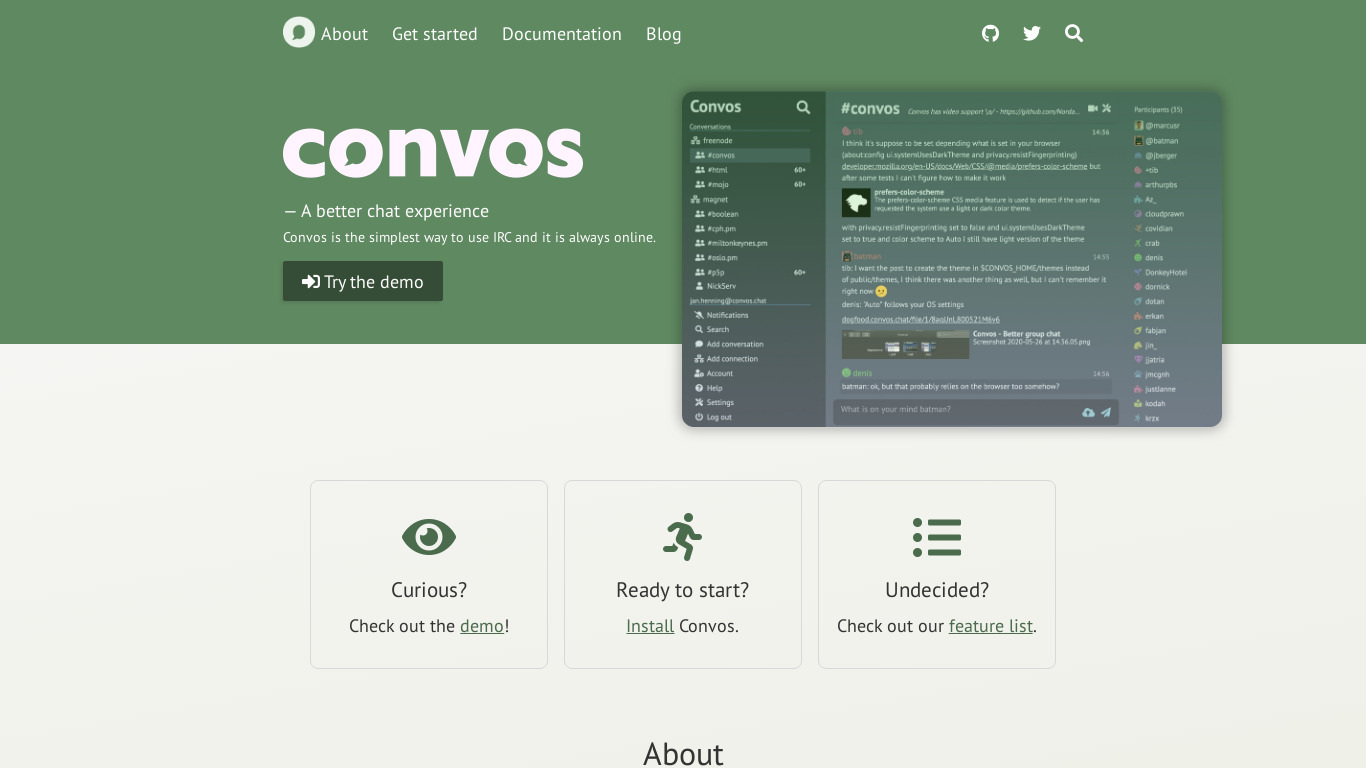 Convos Landing page