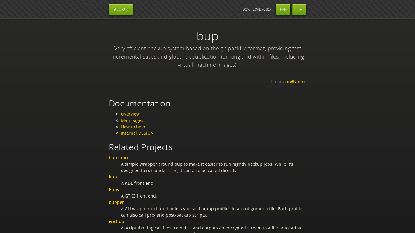 bup Landing page