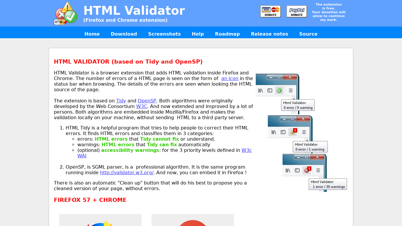 HTML Validator Landing page