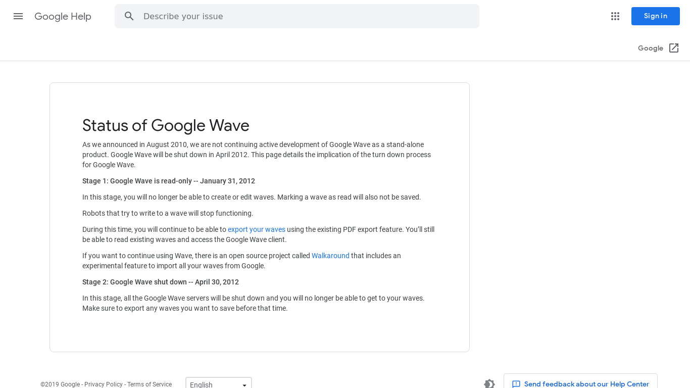Google Wave Landing page