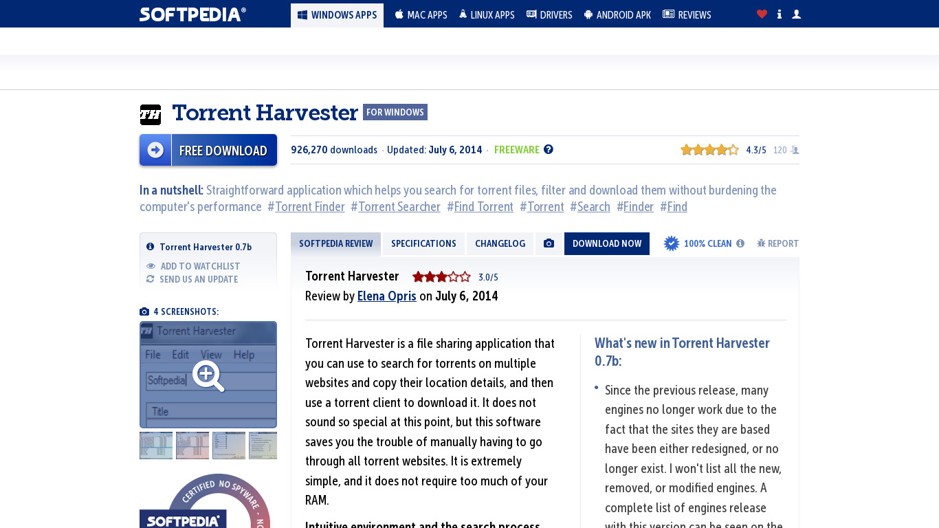 Torrent Harvester Landing page