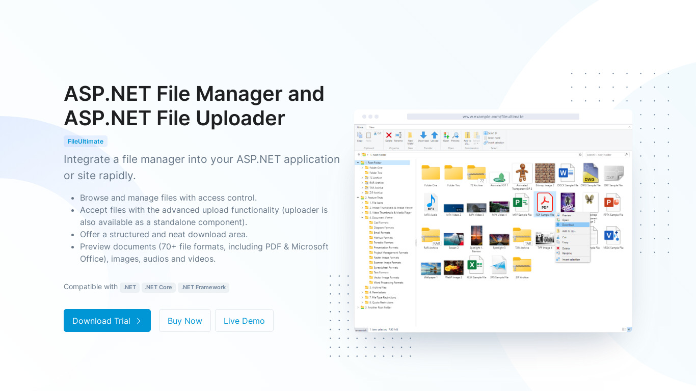 FileUltimate Landing page