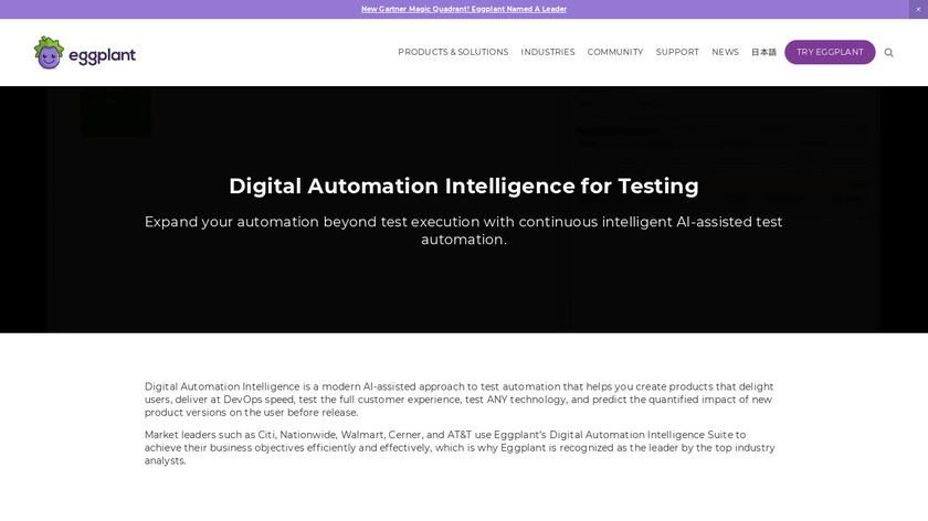 eggPlant Test Automation Suite Landing Page