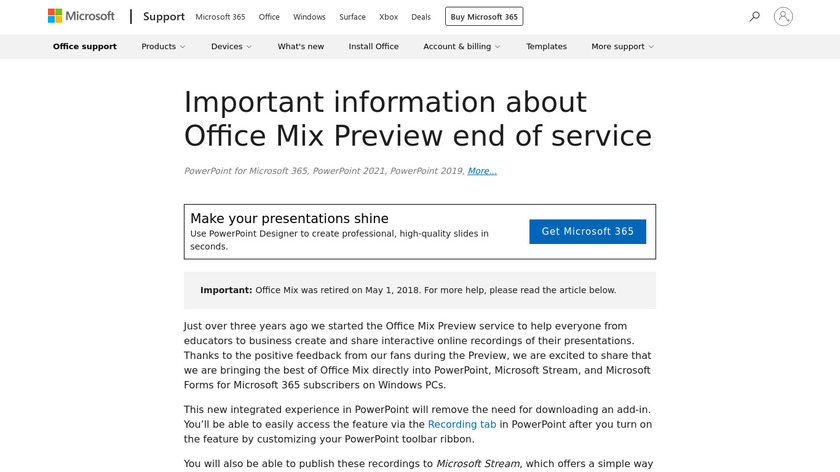 Office Mix Landing Page