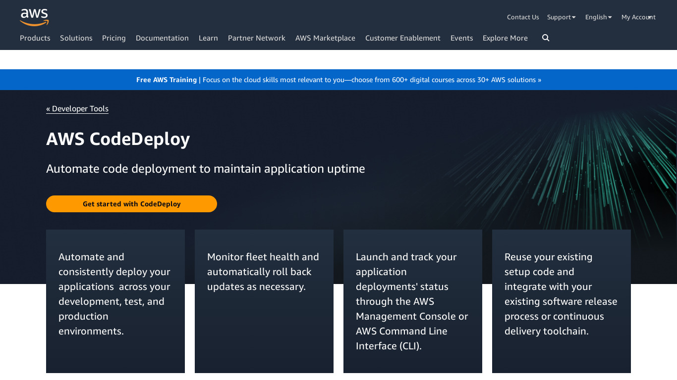 AWS CodeDeploy Landing page