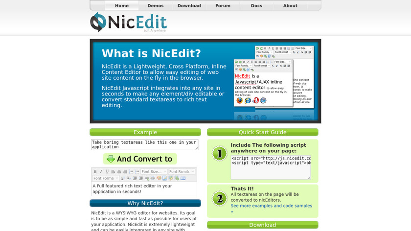 NicEdit Landing Page