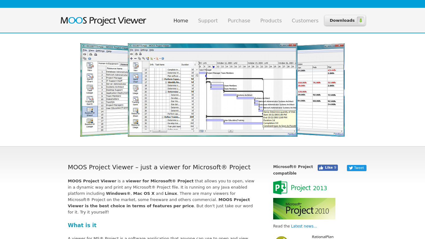 MOOS Project Viewer Landing page