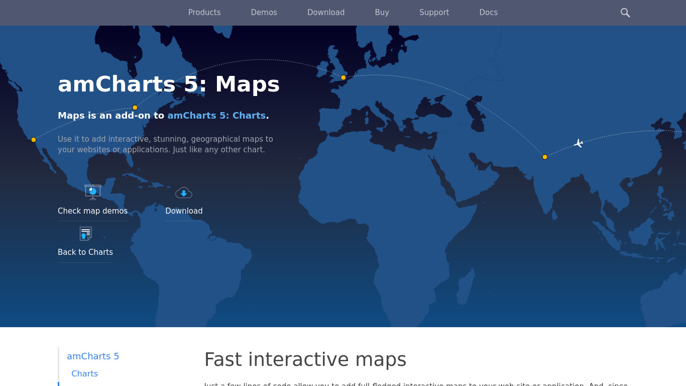 AmCharts Javascript Maps Landing page