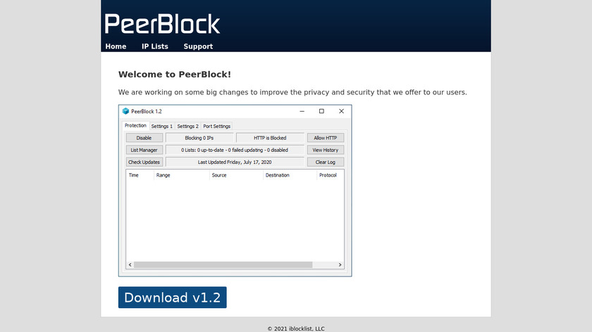 PeerBlock Landing Page