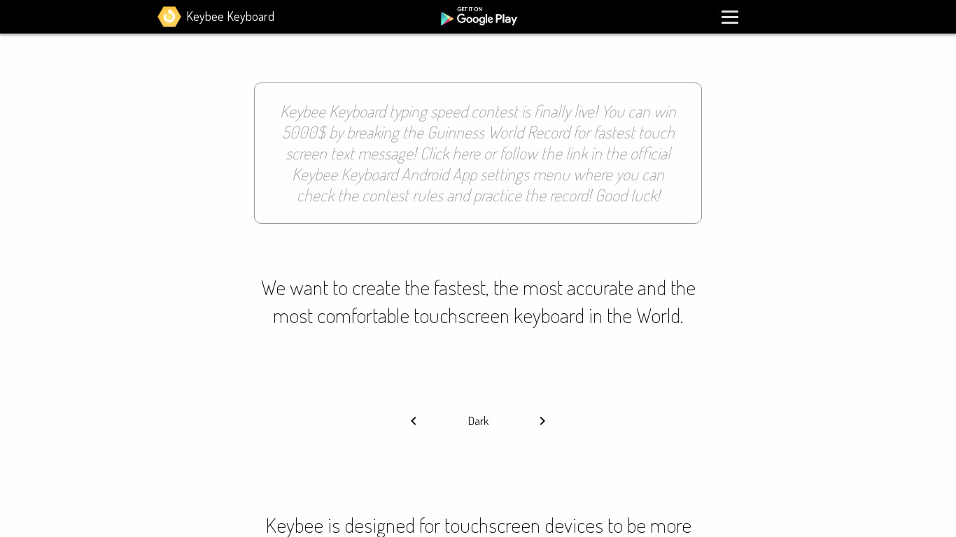 Keybee Keyboard Landing page