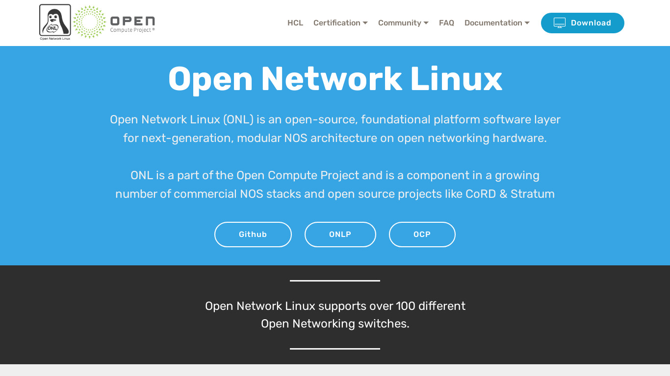 Open Network Linux Landing page