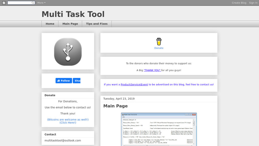 Multi Task Tool Landing Page