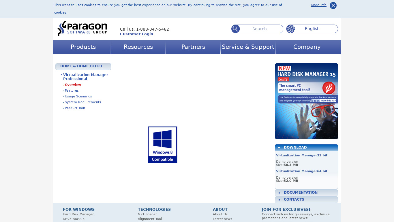 Paragon Virtualization Manager Landing page