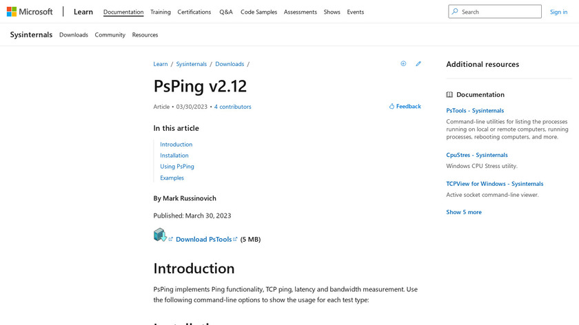 PsPing Landing Page