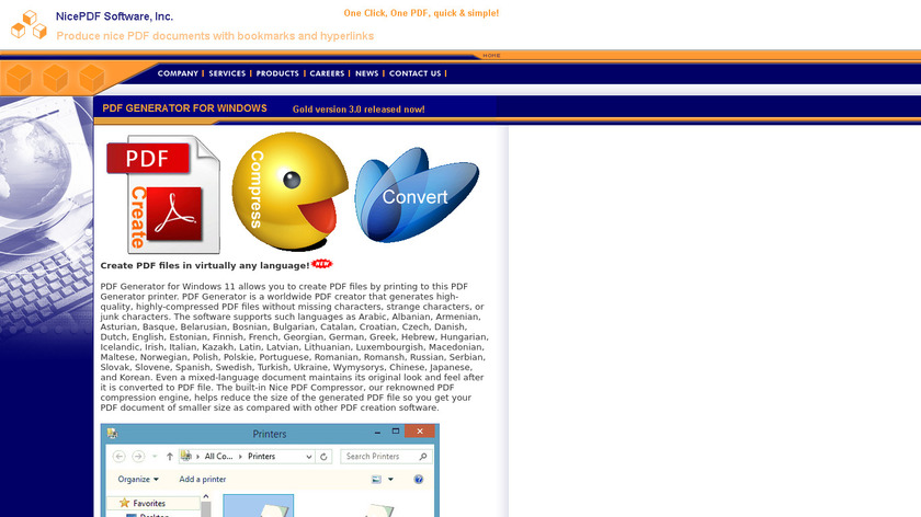 Nice PDF Creator Landing Page
