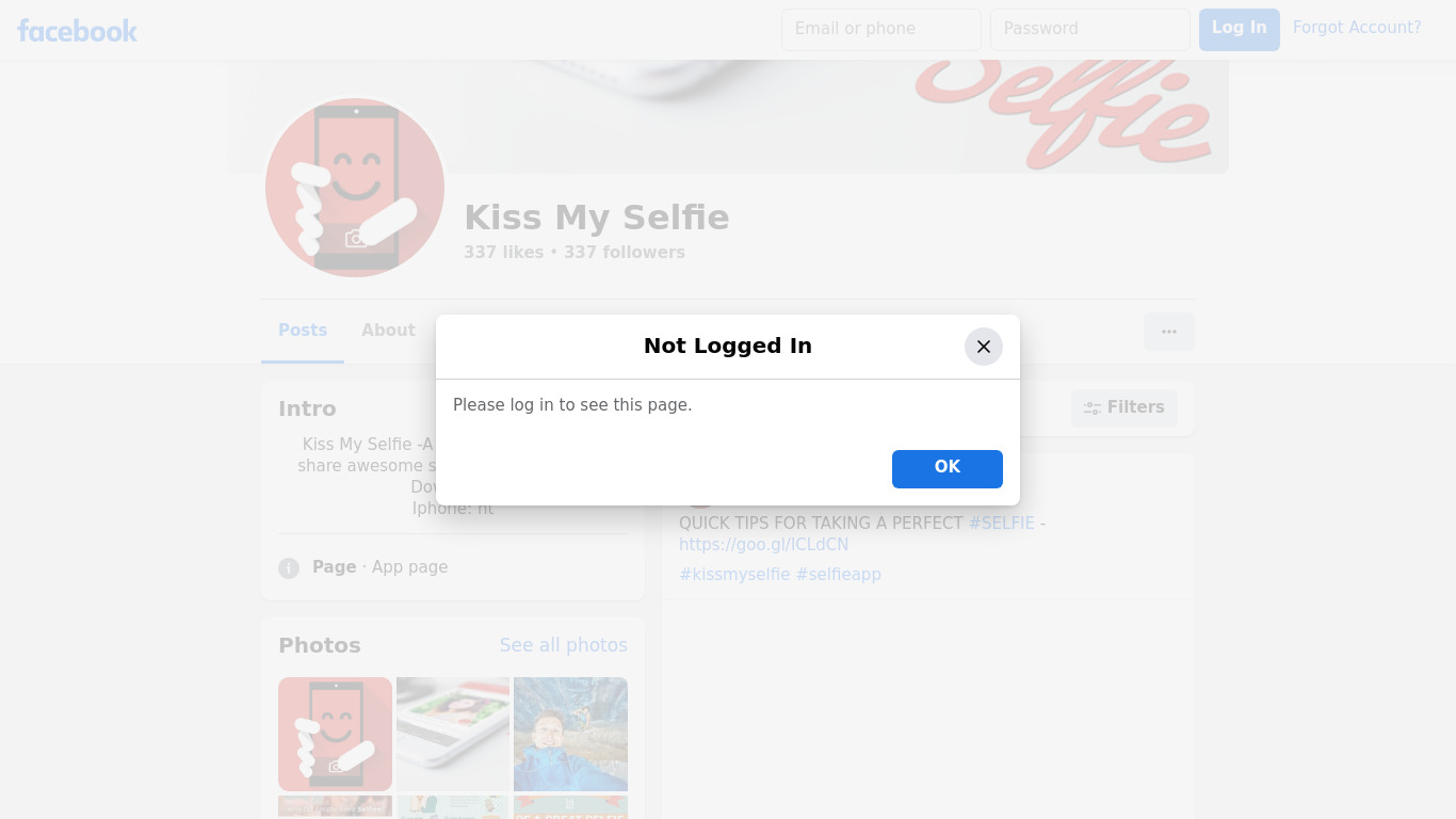 Kiss My Selfie Landing page