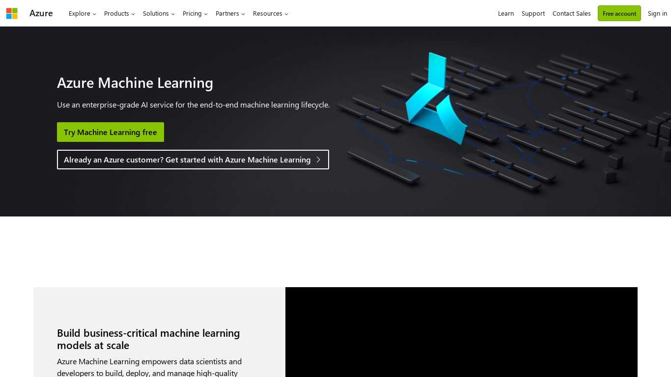 Azure Machine Learning Service Landing page
