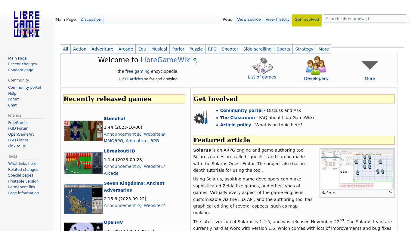 Libregamewiki Landing page