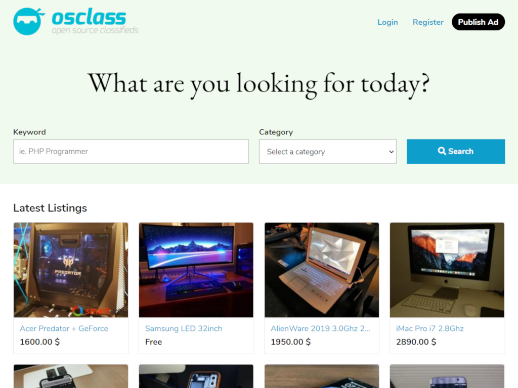 OsClass Landing page