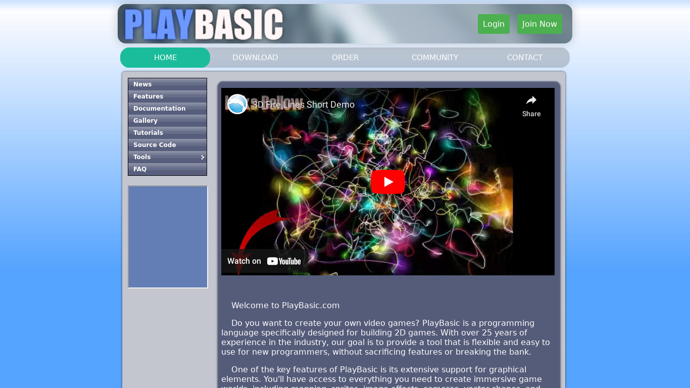 PlayBasic Landing page
