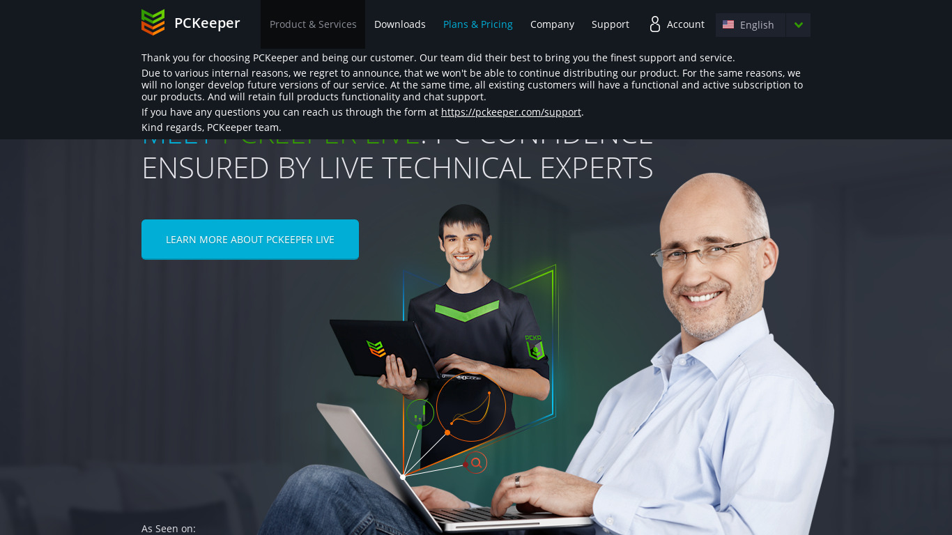 PCKeeper Live Landing page