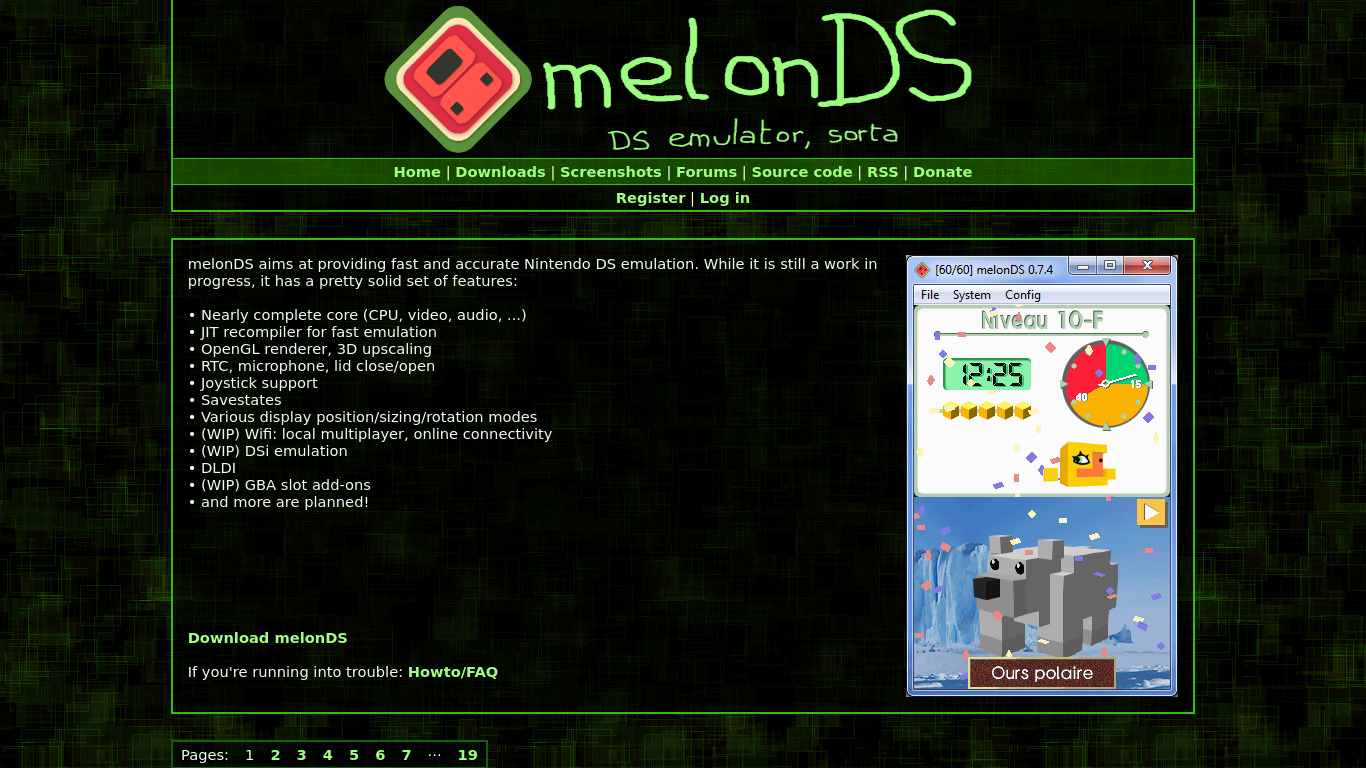 melonDS Landing page