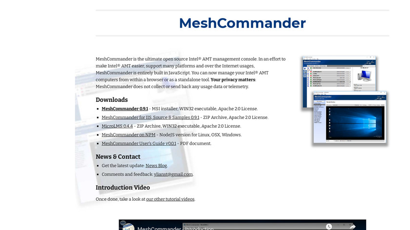 MeshCommander Landing Page