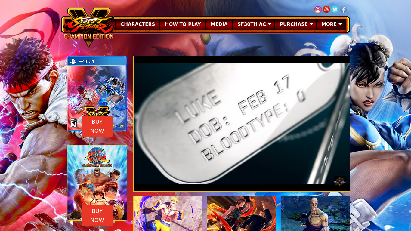 Street Fighter Landing page