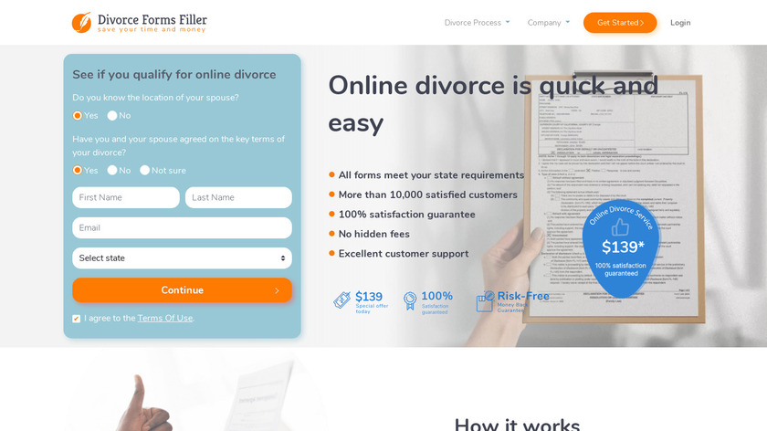 DivorceFiller Landing Page