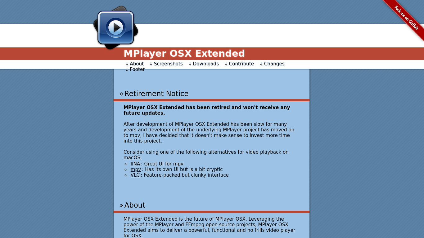 MPlayer OSX Extended Landing page