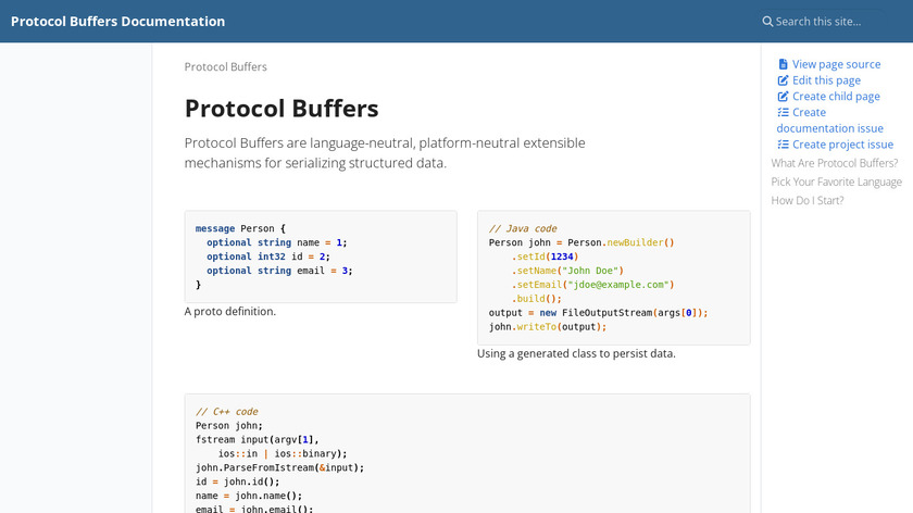 Protocol Buffers Landing Page