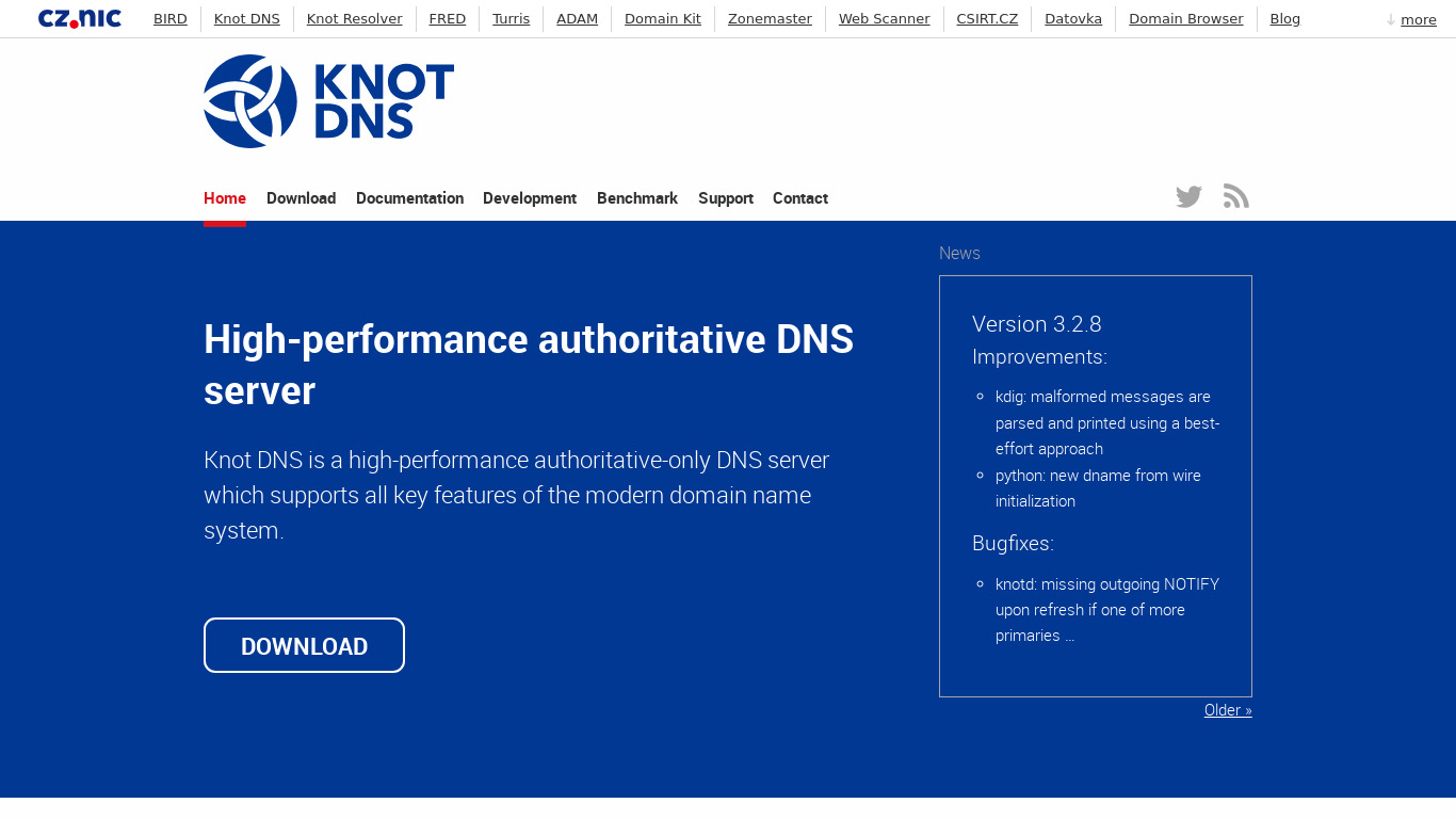 Knot DNS Landing page