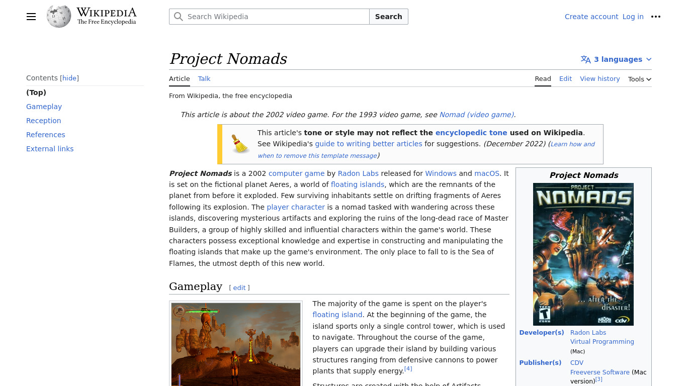 Project Nomads Landing page