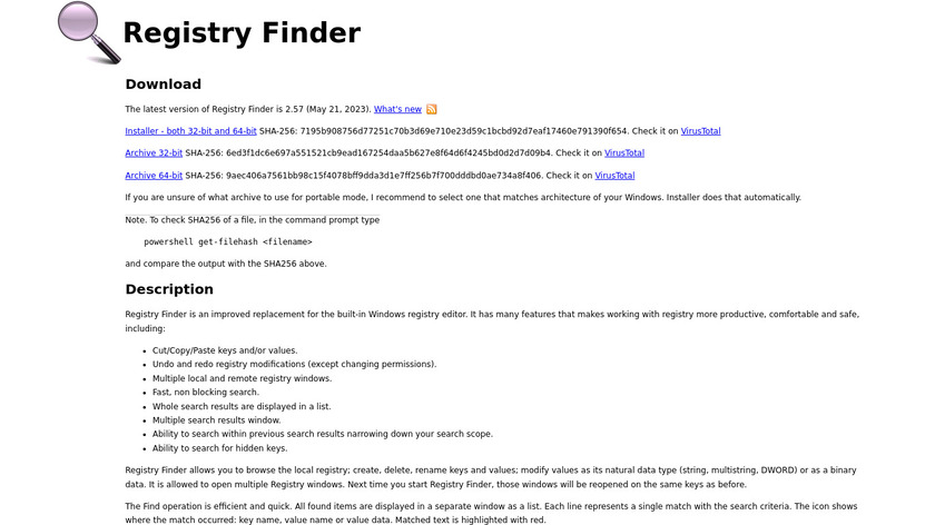 Registry Finder Landing Page