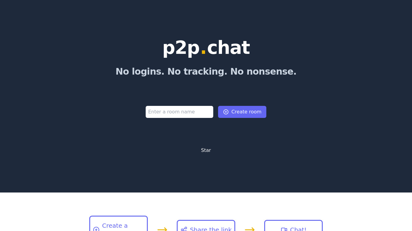 p2p.chat Landing page