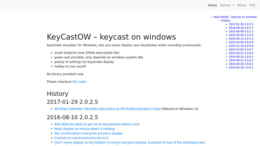 KeyCastOW Landing Page