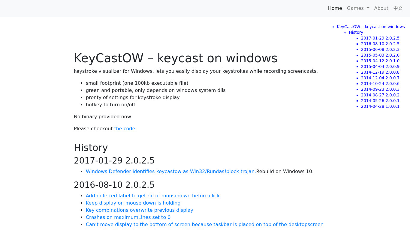 KeyCastOW Landing page