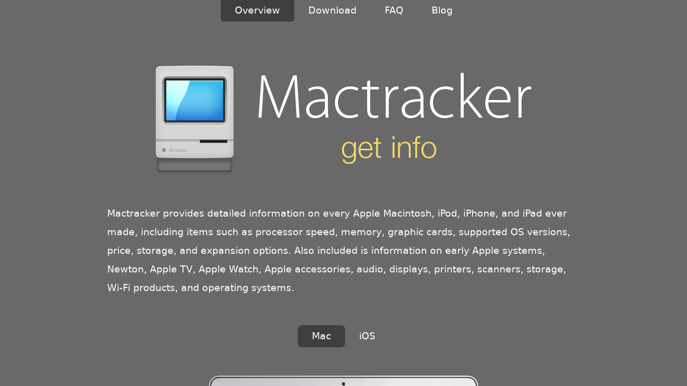 Mactracker Landing page
