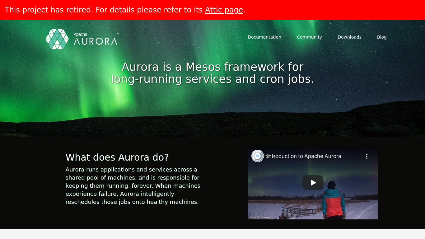 Apache Aurora Landing page
