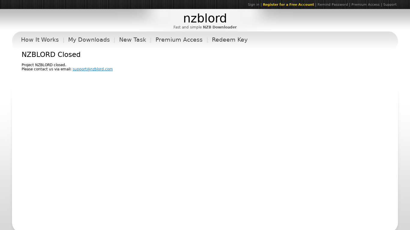 NZBLord Landing page