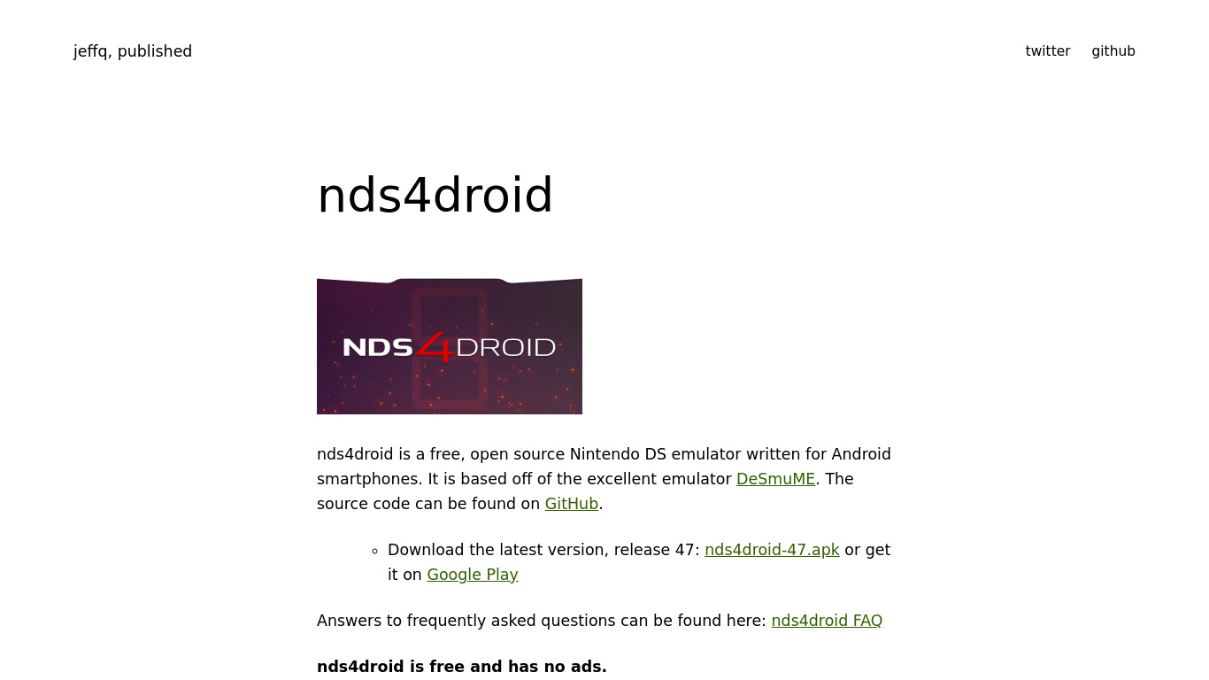 nds4droid Landing page