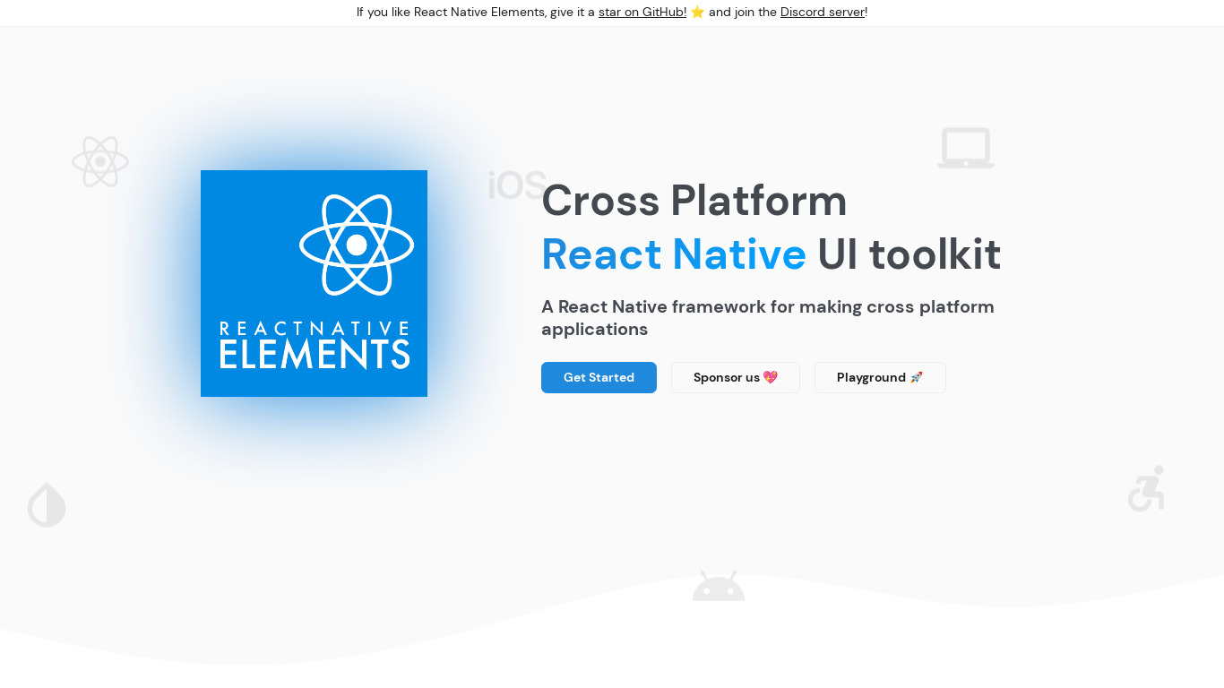 React Native Elements Landing page
