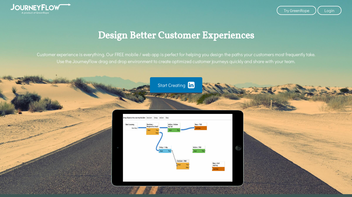 JourneyFlow Landing page