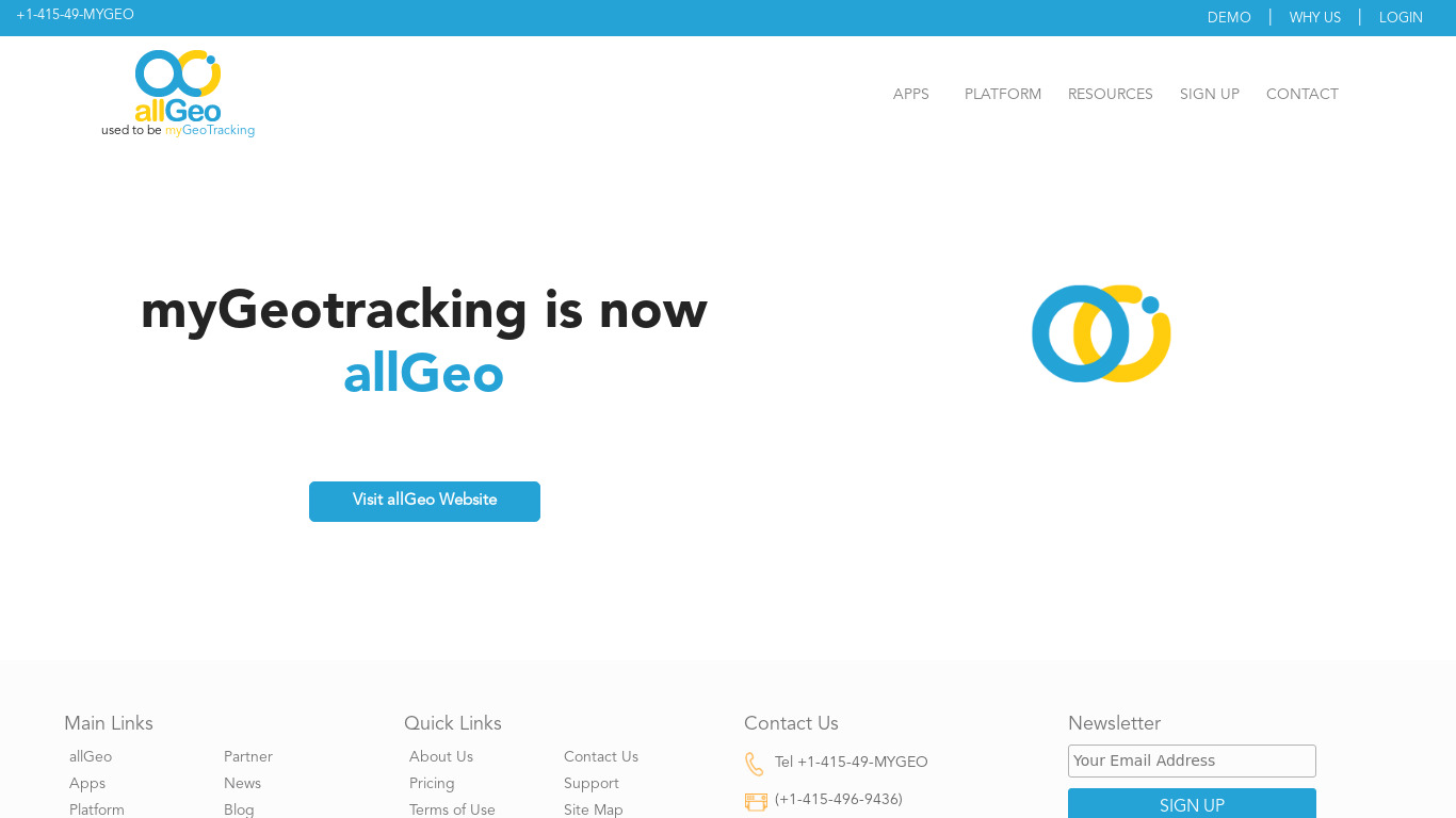 myGeoTracking Landing page